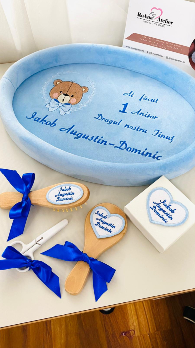 Set Tavita Mot Bleu Baietel Personalizata Ursulet [6]