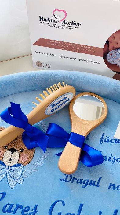 Set Tavita Mot Bleu Baietel Personalizata Ursulet [3]