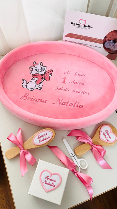 Set Tavita Turta Roz Fetita Personalizata Pisica Marie [2]