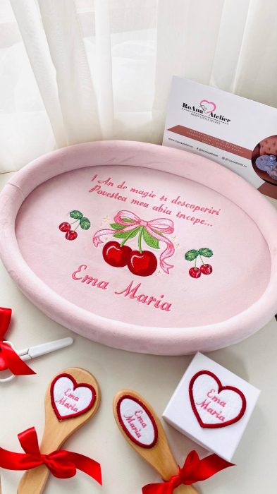 Tavita Mot Catifea Roz Prafuit Ciresele personalizata [2]