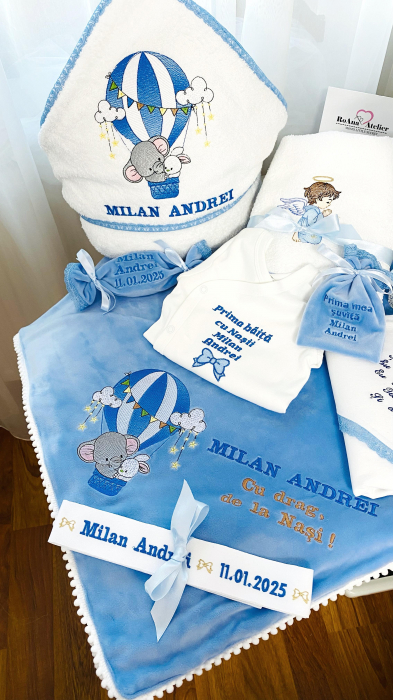 Trusou Botez Balon cu aer cald albastru [3]