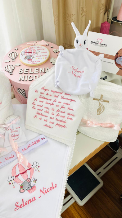 Trusou Botez Fetita Alb Elefantel Balon cu aer cald [6]