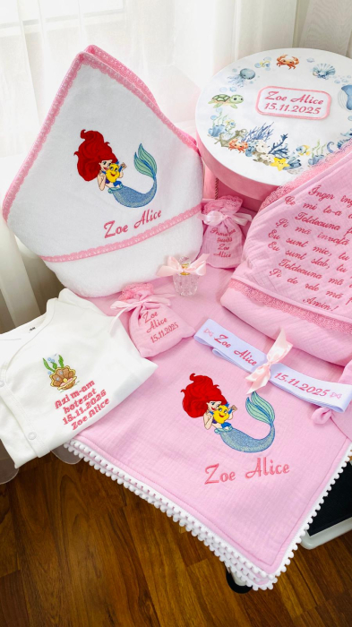 Trusou Botez Mica Sirena Muselina Roz [2]