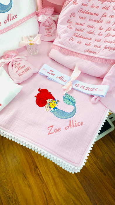 Trusou Botez Mica Sirena Muselina Roz [3]