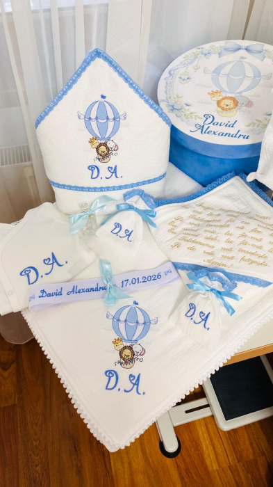 Trusou Botez Muselina Animalute Balon Aer Cald initiale [2]