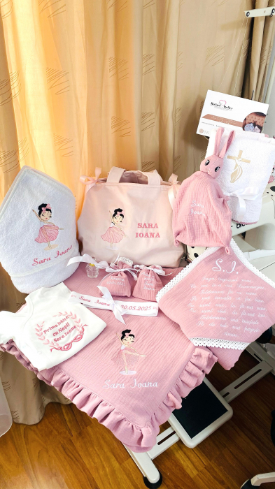 Trusou Botez Muselina Roz Balerina cu gentuta [1]