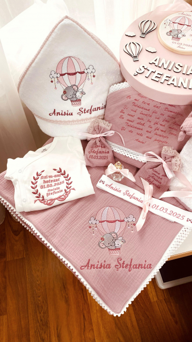 Trusou Botez Muselina Roz Prafuit Balon aer cald [6]