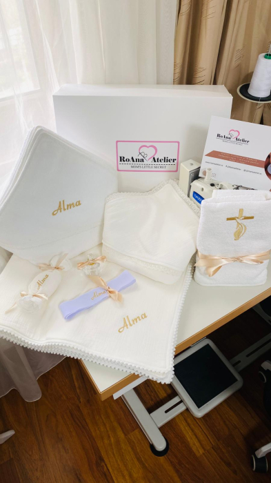 Trusou Botez Simplu Muselina Cutie Roz [2]