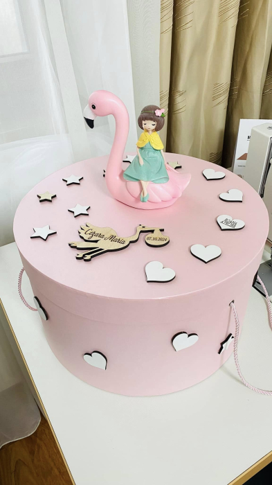 Trusou Botez Simplu Muselina Flamingo [4]