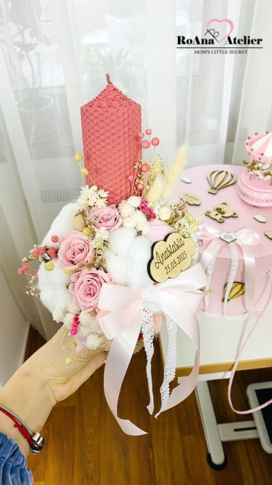 Trusou Botez Teddy Bear complet cu lumanare [16]