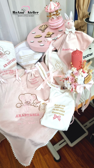 Trusou Botez Teddy Bear complet cu lumanare [2]