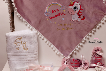 Trusou Botez Unicorn cu lumanare asortata [2]