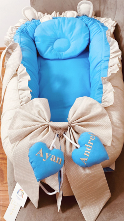 Babynest-uri - Babynest albastru personalizat