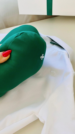 Costum Botez Stofa Verde cu Alb sacou si aripi [7]