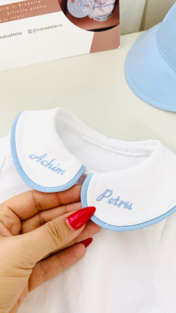 Costumas Botez Achim stofita bleu si alb cu aripi personalizate [6]