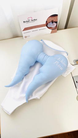 Costumas Botez Achim stofita bleu si alb cu aripi personalizate [4]