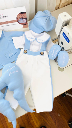 Costumas Botez Achim stofita bleu si alb cu aripi personalizate [1]