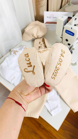 Costumas Botez Bej cu sacou brodat frunze de maslin [6]