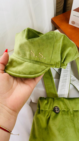Costumas Botez Olive din catifea [12]