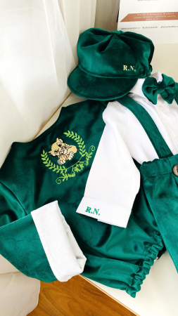 Costumas Botez Simba catifea verde [1]