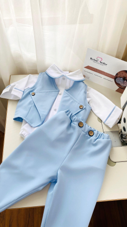 Costumase Bumbac - Costumas Botez Victor cu vesta bleu