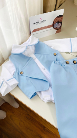 Costumas Botez Victor cu vesta bleu [3]