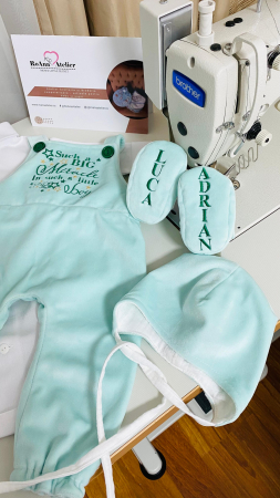 Costumas cu salopeta Big Miracle catifea vernil [2]