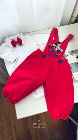 Costumas cu salopeta rosie Mickey