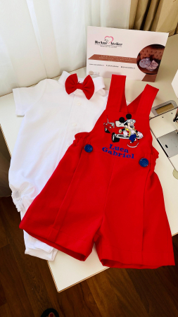 Costumase - Costumas vara cu salopeta rosie Mickey