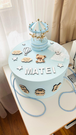 Cutii Trusou Botez - Cutie Trusou Bleu Ursulet cu datele nasterii