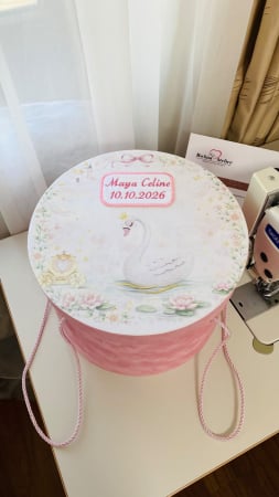 Cutii Trusou Botez - Cutie Trusou Catifea Roz Mica Lebada
