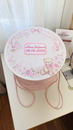 Cutii Trusou Botez - Cutie Trusou Catifea Roz Ursulet Fetita