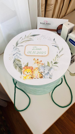 Cutii Trusou Botez - Cutie Trusou Catifea Verde Mint Safari