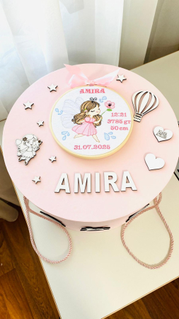 Cutie Trusou Roz Zana Fluturs cu datele nasterii brodate [1]