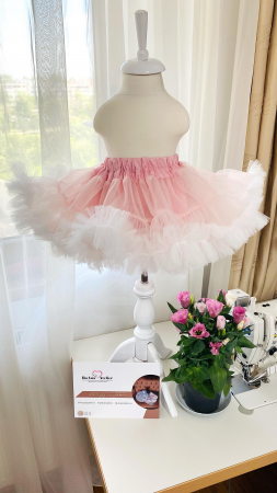 Fustita Tutu roz cu volanas alb