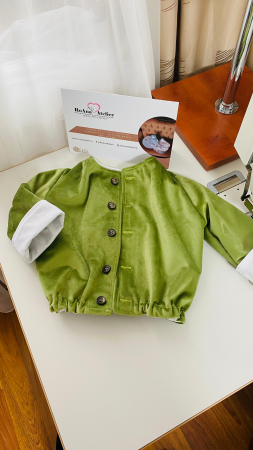 Baietei - Jacheta catifea verde olive