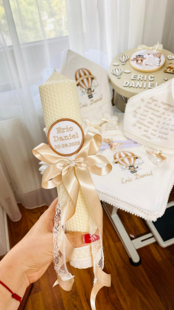 Lumanare Botez Alba Bej simpla [1]