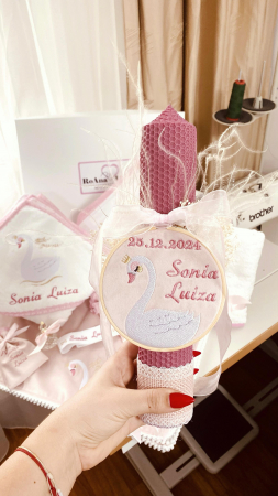 Lumanare Botez cu gherghef lebada [1]