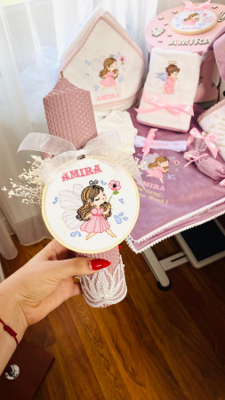 Lumanare Botez Lila cu gherghef Zana Fluturas [2]