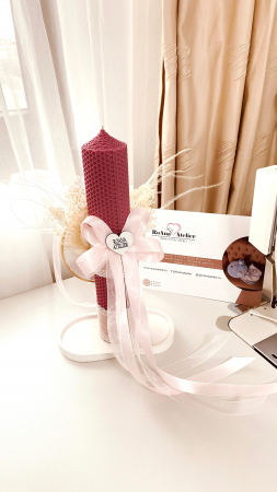 Lumanare Botez roz cu gherghef Balon aer cald [3]