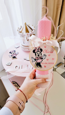 Lumanare Botez roz cu gherghef Minnie [2]