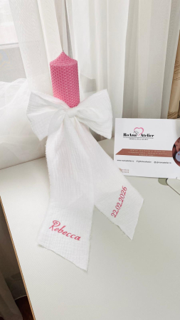 Lumanare Botez roz funda muselina alba [1]