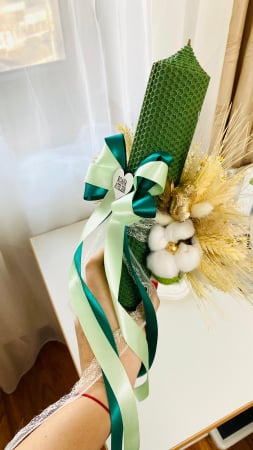 Lumanare Botez Verde cu gherghef Carusel [2]