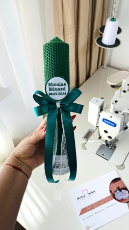 Lumanari Botez - Lumanare Botez Verde Smarald