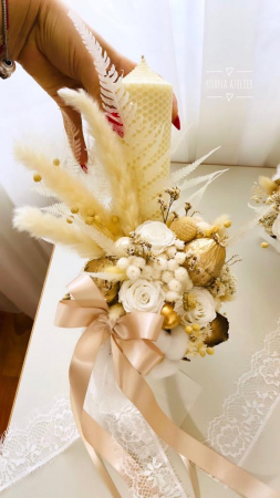 Lumanari Botez - Lumanare Botez White and Gold