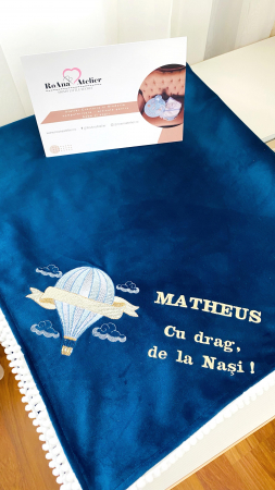 Paturici Bebelusi - Paturica bebe bleumarin balon cu aer cald