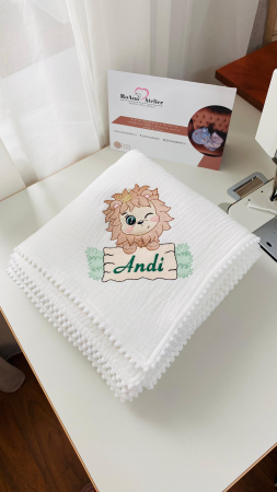 Paturica bebe din muselina Leu personalizata cu nume [1]