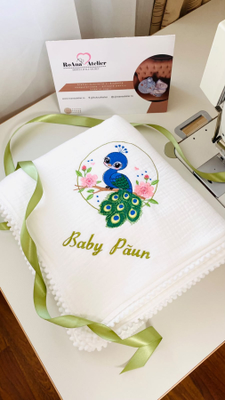 Paturica muselina Paun personalizata [1]