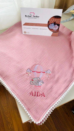 Paturica muselina roz prafuit Balon Aer Cald [1]