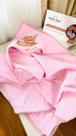 Pled cu capison muselina roz Ursulica [1]